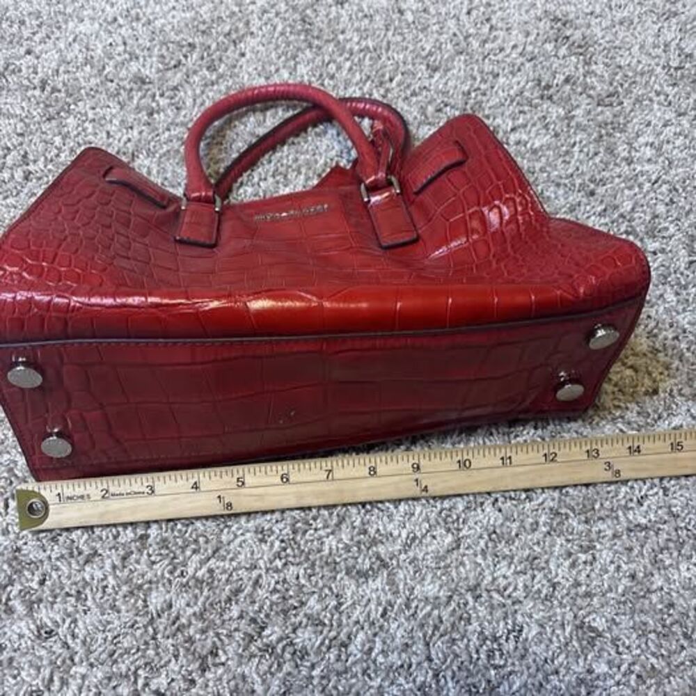 Michael Kors Tote Shoulderbag Dillon Crocodile Red Leather Removable Strap Y2K - Picture 8 of 10